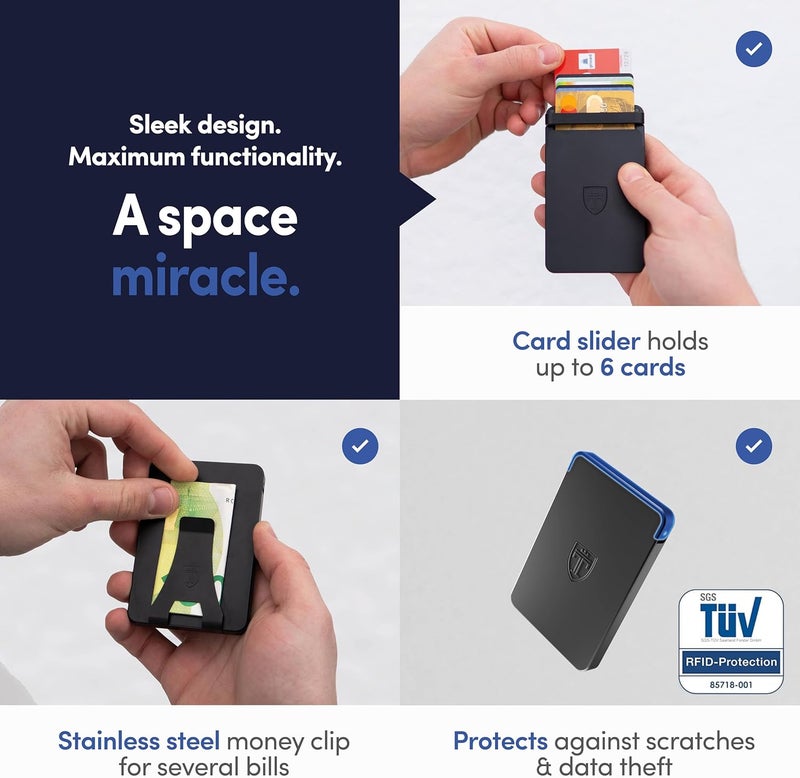 TRAVANDO SLYDE Aluminum Card Holder - RFID Blocking Slim Wallet for Men with Money Clip – Holds Up to 6 Cards – RFID Protected Credit Card Mens Wallet (5-6 Cards) - Image 4